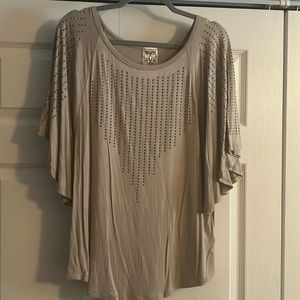 Taupe rhinestone top